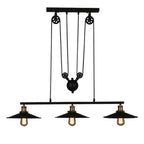 Suspension industrielle conique noire réglable pour îlot de cuisine