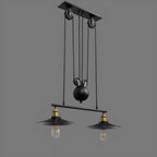 Suspension industrielle conique noire réglable pour îlot de cuisine