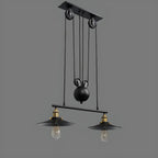 Suspension industrielle conique noire réglable pour îlot de cuisine