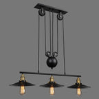 Suspension industrielle conique noire réglable pour îlot de cuisine