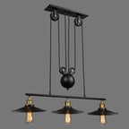 Suspension industrielle conique noire réglable pour îlot de cuisine