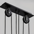 Suspension industrielle conique noire réglable pour îlot de cuisine