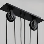 Suspension industrielle conique noire réglable pour îlot de cuisine