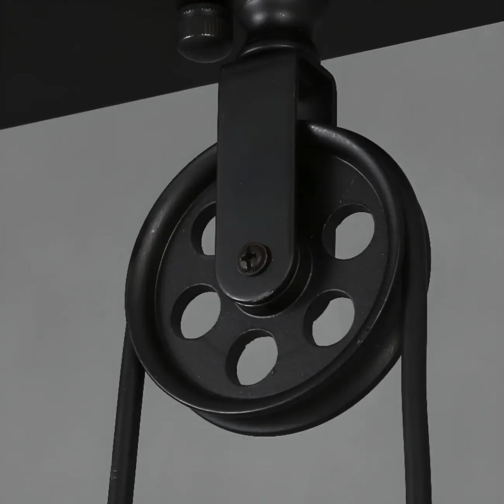 Suspension industrielle conique noire réglable pour îlot de cuisine