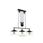 Suspension industrielle conique noire réglable pour îlot de cuisine