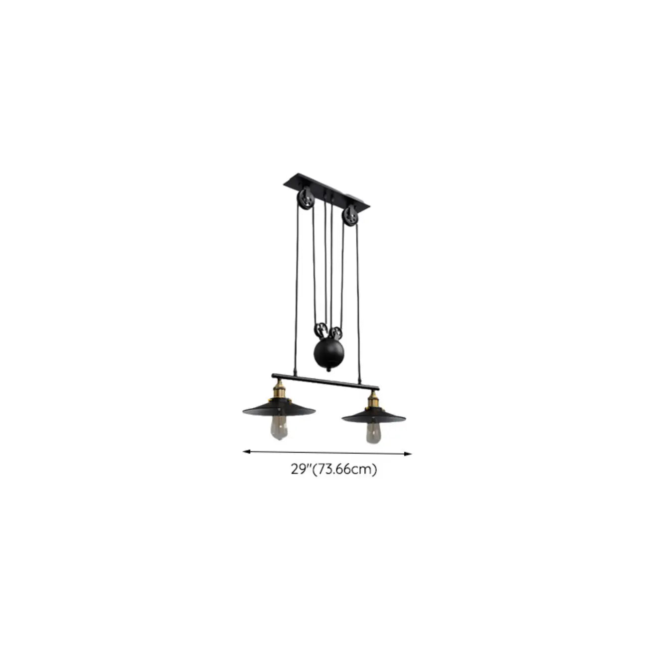 Suspension industrielle conique noire réglable pour îlot de cuisine