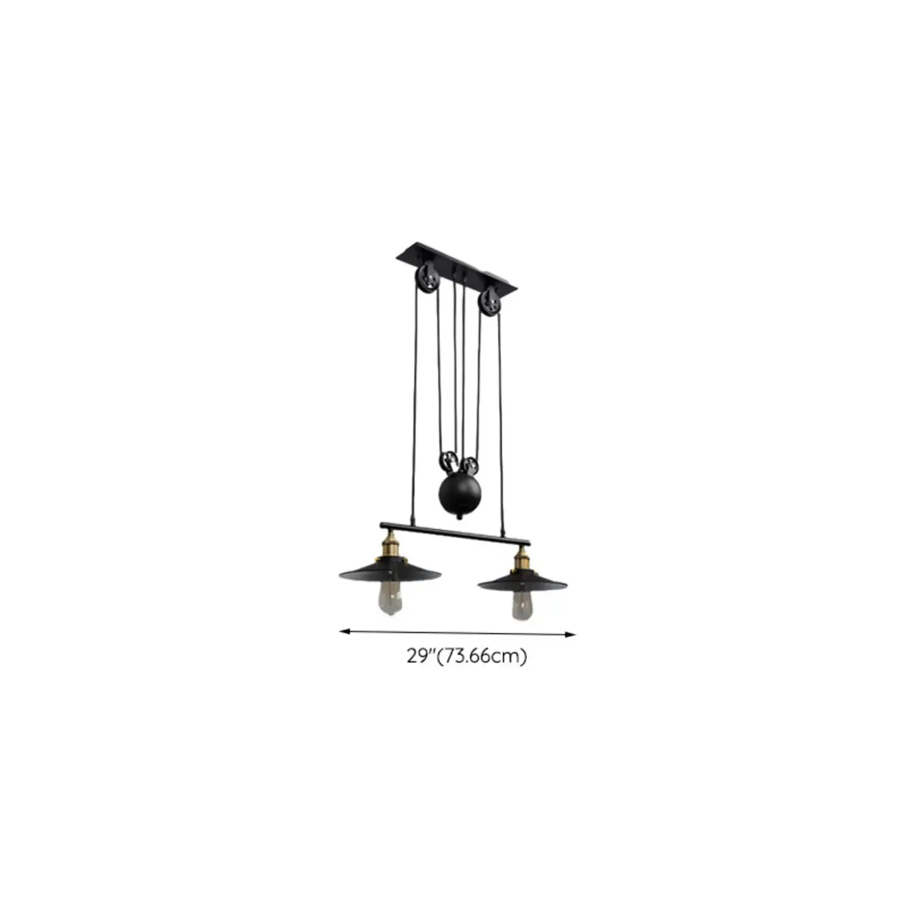 Suspension industrielle conique noire réglable pour îlot de cuisine