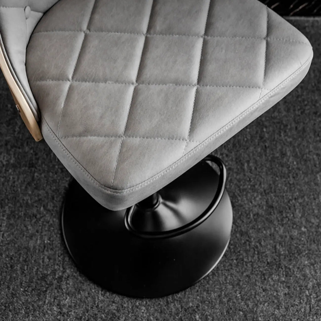 Tabouret de bar moderne réglable en cuir capitonné avec dossier haut