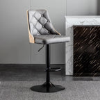 Tabouret de bar moderne réglable en cuir capitonné avec dossier haut
