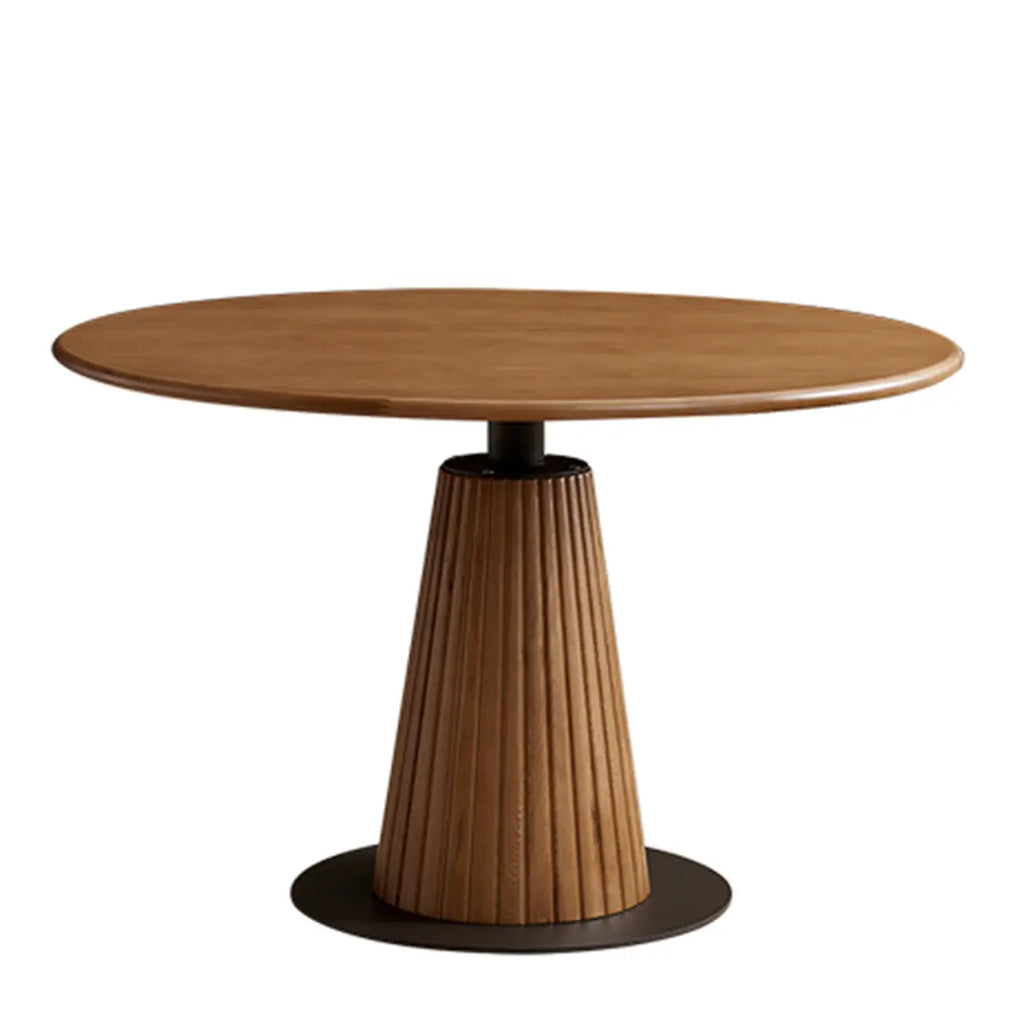 Table de salle à manger ronde en frêne naturel au style épuré