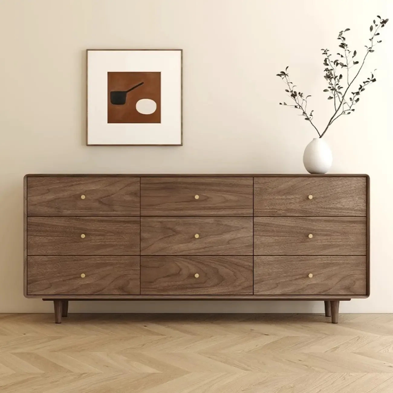 Meuble de rangement en bois brun de style moderne du milieu du siècle pour le salon