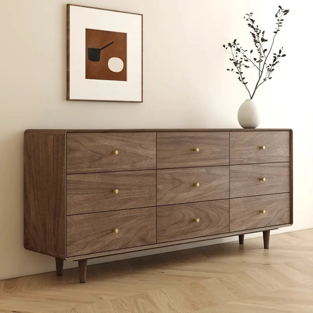 Meuble de rangement en bois brun de style moderne du milieu du siècle pour le salon