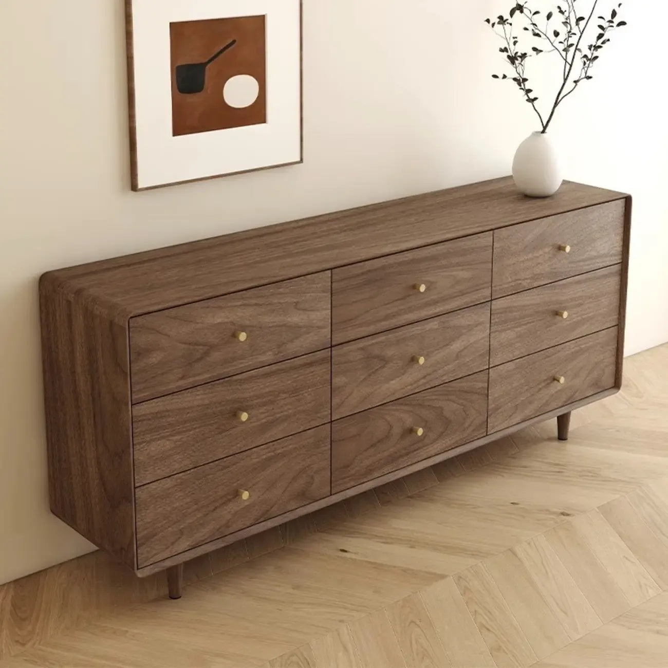 Meuble de rangement en bois brun de style moderne du milieu du siècle pour le salon