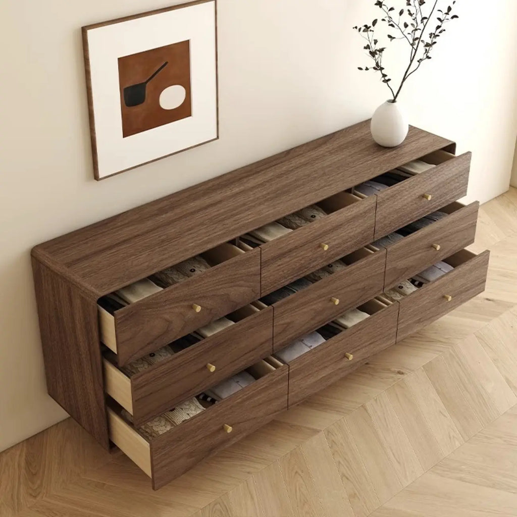 Meuble de rangement en bois brun de style moderne du milieu du siècle pour le salon