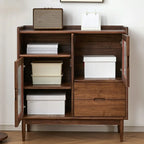 Buffet de rangement contemporain en bois sépia avec tiroirs