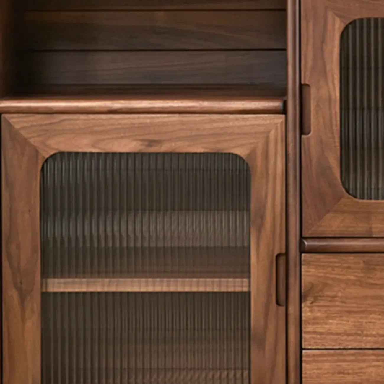Buffet de rangement contemporain en bois sépia avec tiroirs
