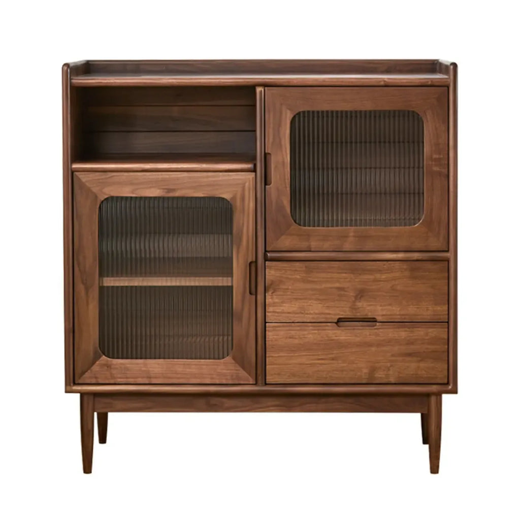 Buffet de rangement contemporain en bois sépia avec tiroirs