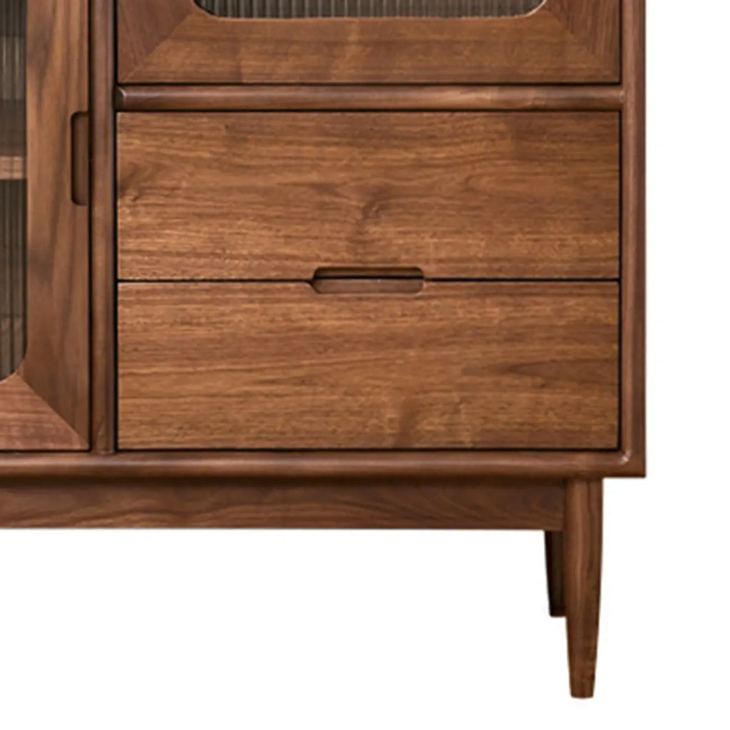 Buffet de rangement contemporain en bois sépia avec tiroirs