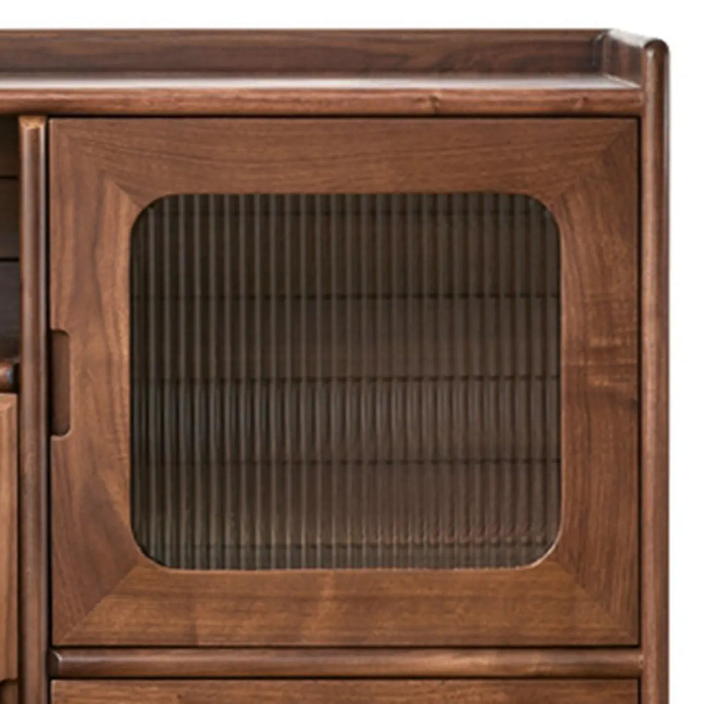 Buffet de rangement contemporain en bois sépia avec tiroirs