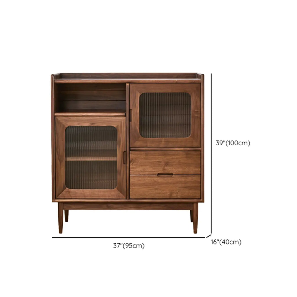 Buffet de rangement contemporain en bois sépia avec tiroirs