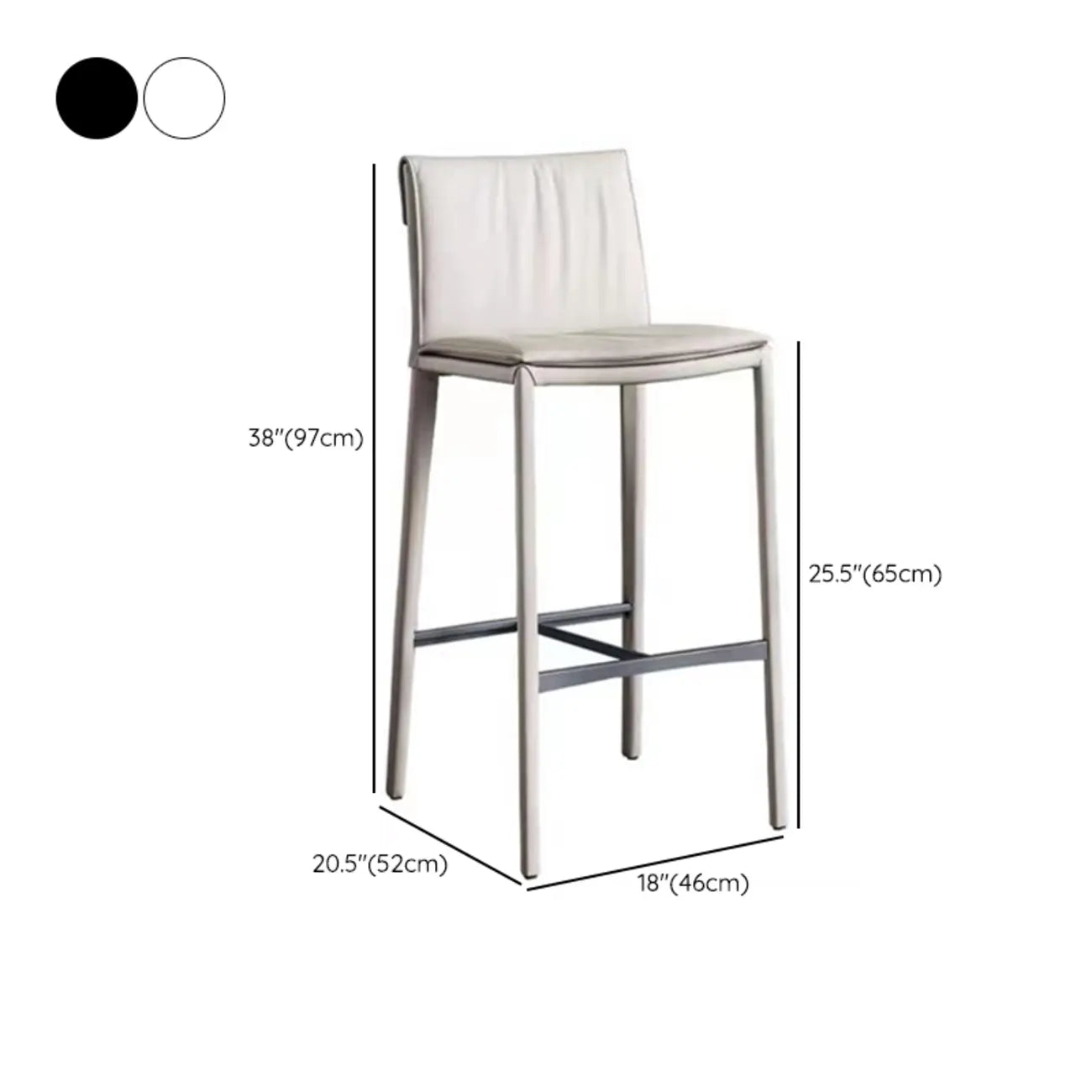 Tabourets de bar modernes à tréteaux à 4 pieds avec repose-pieds et dossier bas