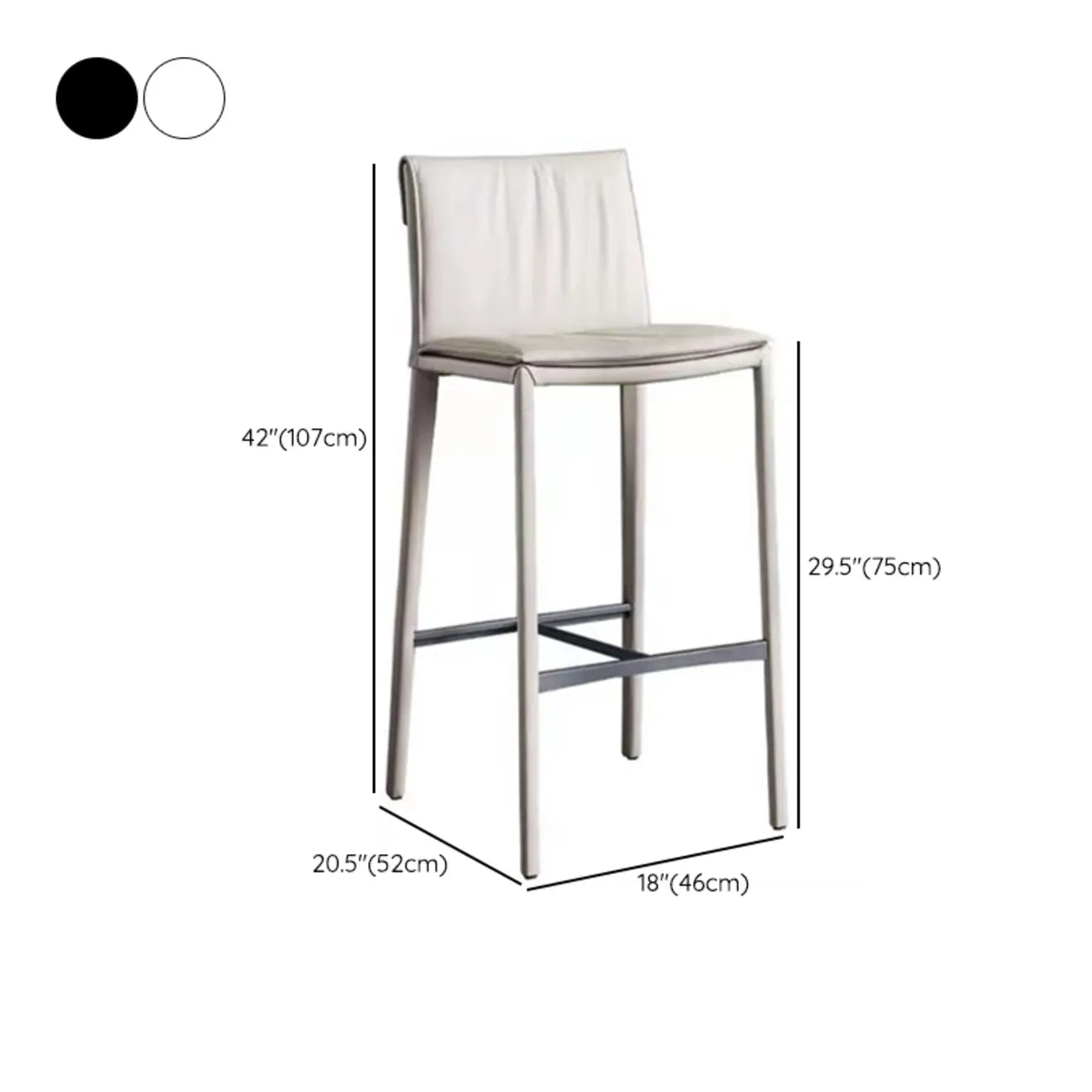 Tabourets de bar modernes à tréteaux à 4 pieds avec repose-pieds et dossier bas