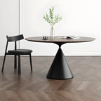 Table de salle à manger ronde moderne en bois noir sur pied central