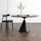Table de salle à manger ronde moderne en bois noir sur pied central
