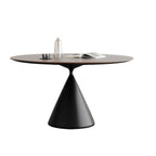 Table de salle à manger ronde moderne en bois noir sur pied central