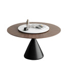 Table de salle à manger ronde moderne en bois noir sur pied central