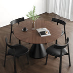 Table de salle à manger ronde moderne en bois noir sur pied central