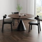 Table de salle à manger ronde moderne en bois noir sur pied central