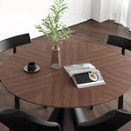 Table de salle à manger ronde moderne en bois noir sur pied central