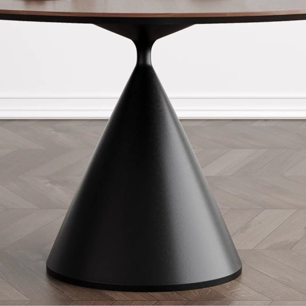 Table de salle à manger ronde moderne en bois noir sur pied central