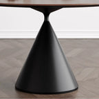 Table de salle à manger ronde moderne en bois noir sur pied central