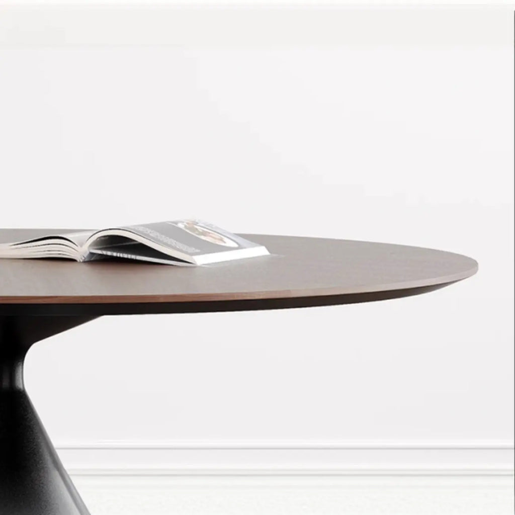 Table de salle à manger ronde moderne en bois noir sur pied central
