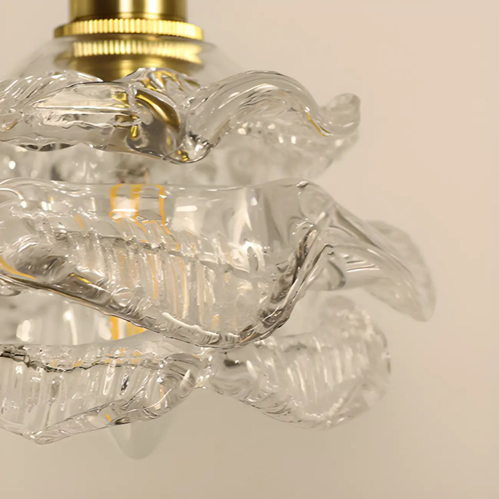 Suspension élégante en verre en forme de fleur pour la cuisine, hauteur réglable.
