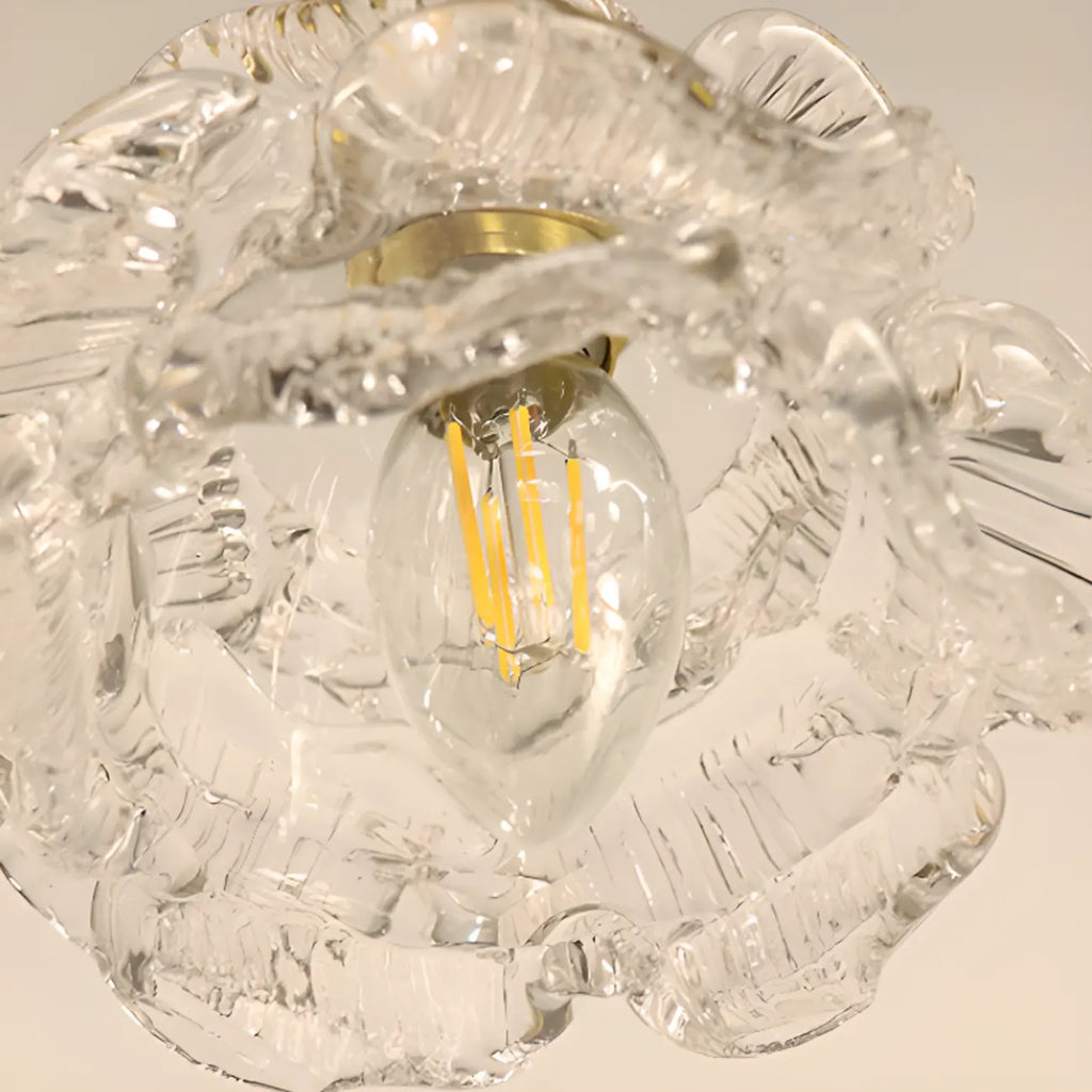 Suspension élégante en verre en forme de fleur pour la cuisine, hauteur réglable.