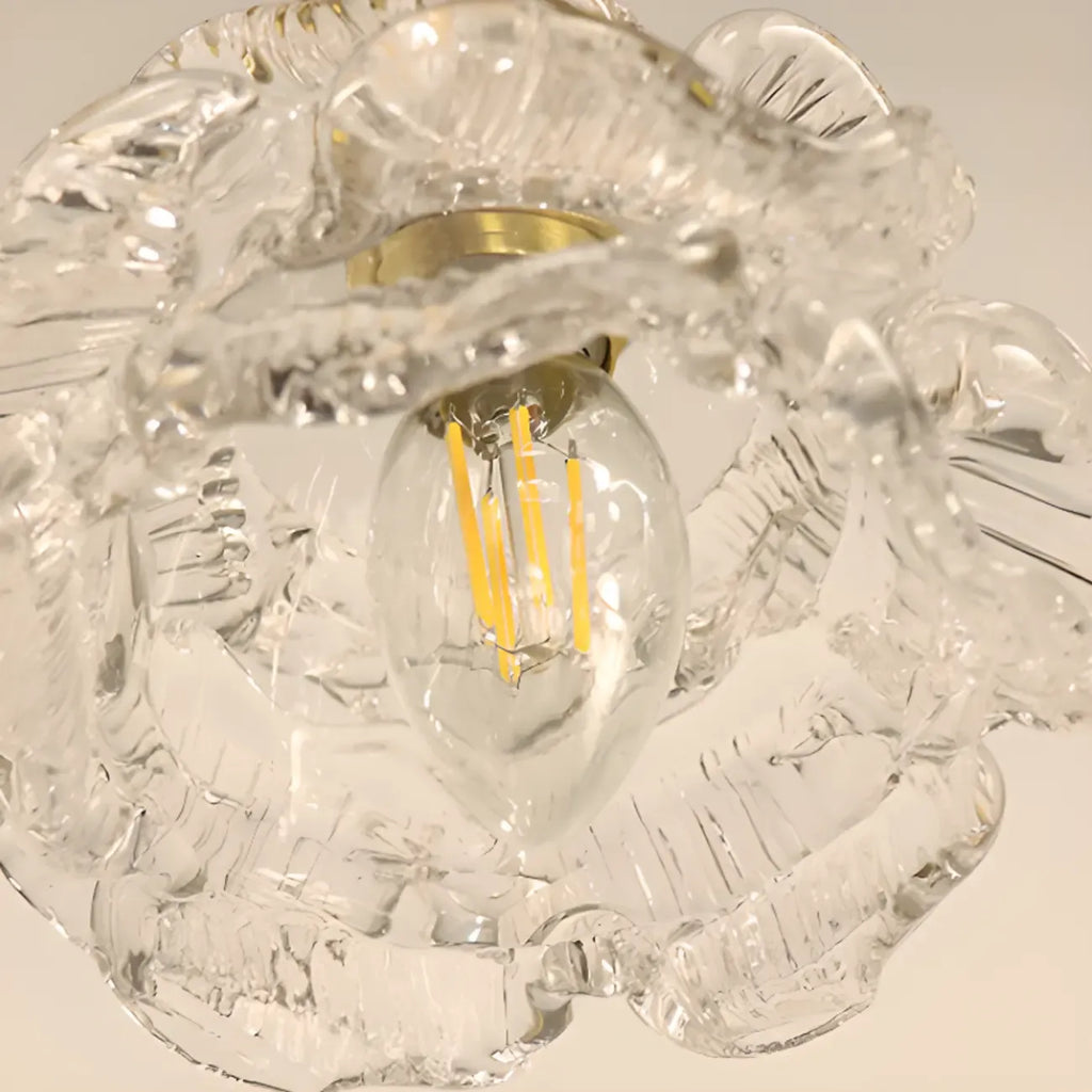Suspension élégante en verre en forme de fleur pour la cuisine, hauteur réglable.