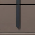 Table de chevet moderne en bois avec plateau en cuir et deux tiroirs