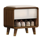 Banc de rangement à chaussures en bois naturel avec tiroirs pour entrée