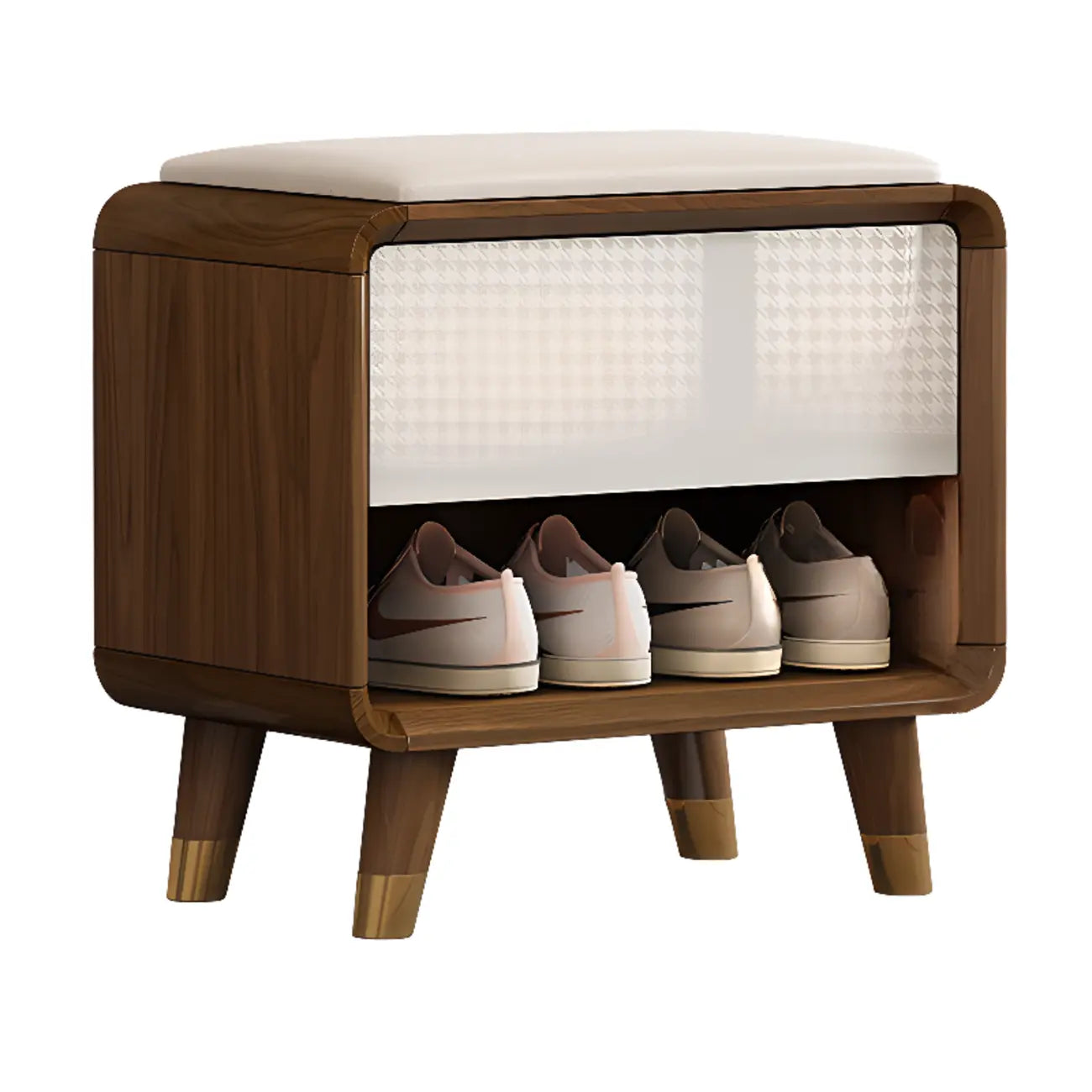 Banc de rangement à chaussures en bois naturel avec tiroirs pour entrée