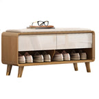 Banc de rangement à chaussures en bois naturel avec tiroirs pour entrée