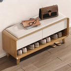 Banc de rangement à chaussures en bois naturel avec tiroirs pour entrée