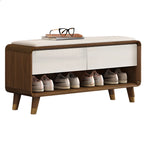 Banc de rangement à chaussures en bois naturel avec tiroirs pour entrée