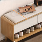 Banc de rangement à chaussures en bois naturel avec tiroirs pour entrée