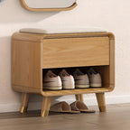 Banc de rangement à chaussures en bois naturel avec tiroirs pour entrée