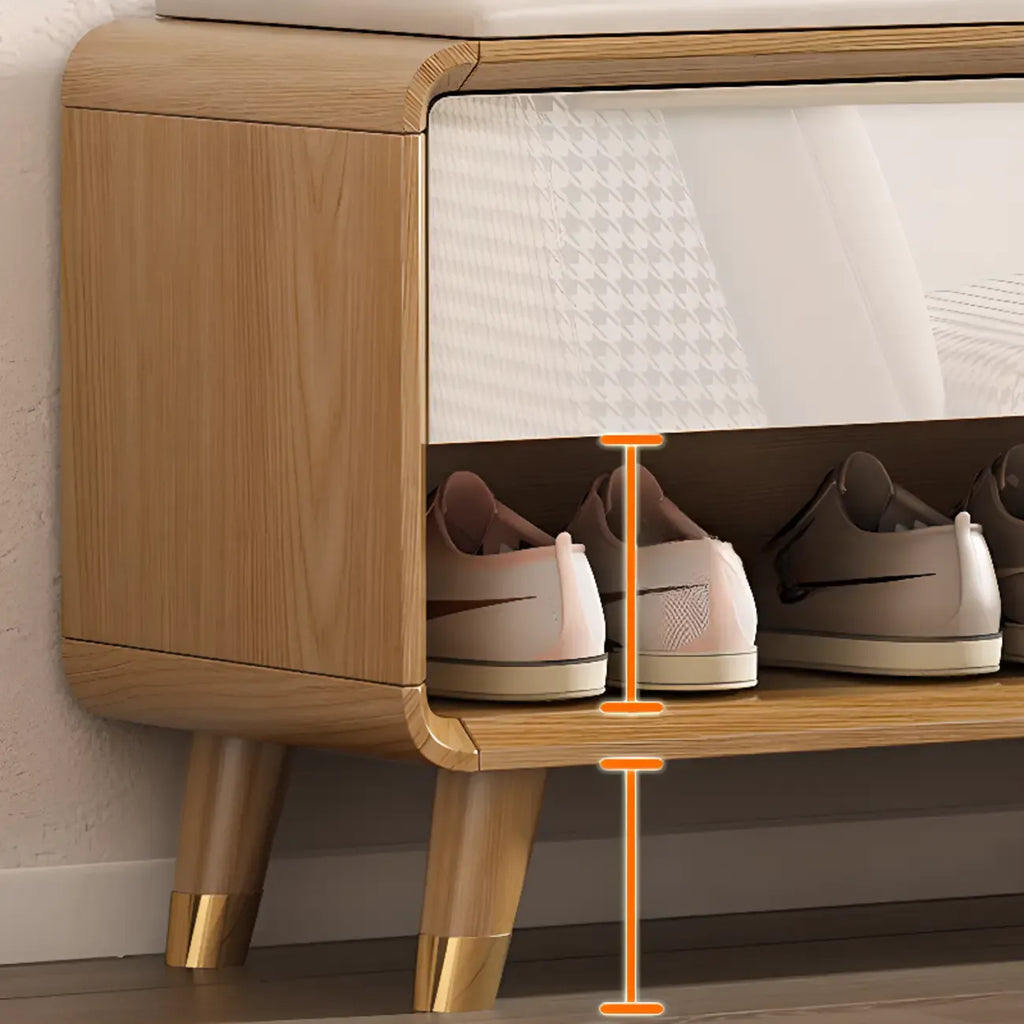 Banc de rangement à chaussures en bois naturel avec tiroirs pour entrée