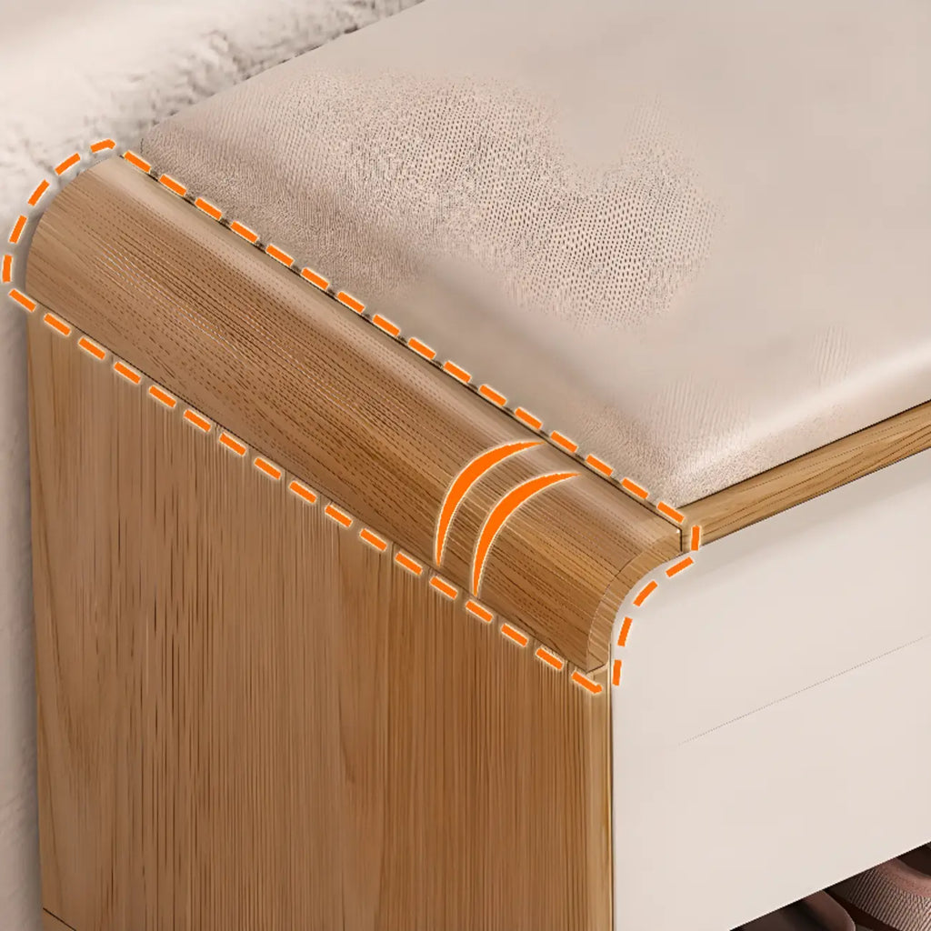 Banc de rangement à chaussures en bois naturel avec tiroirs pour entrée