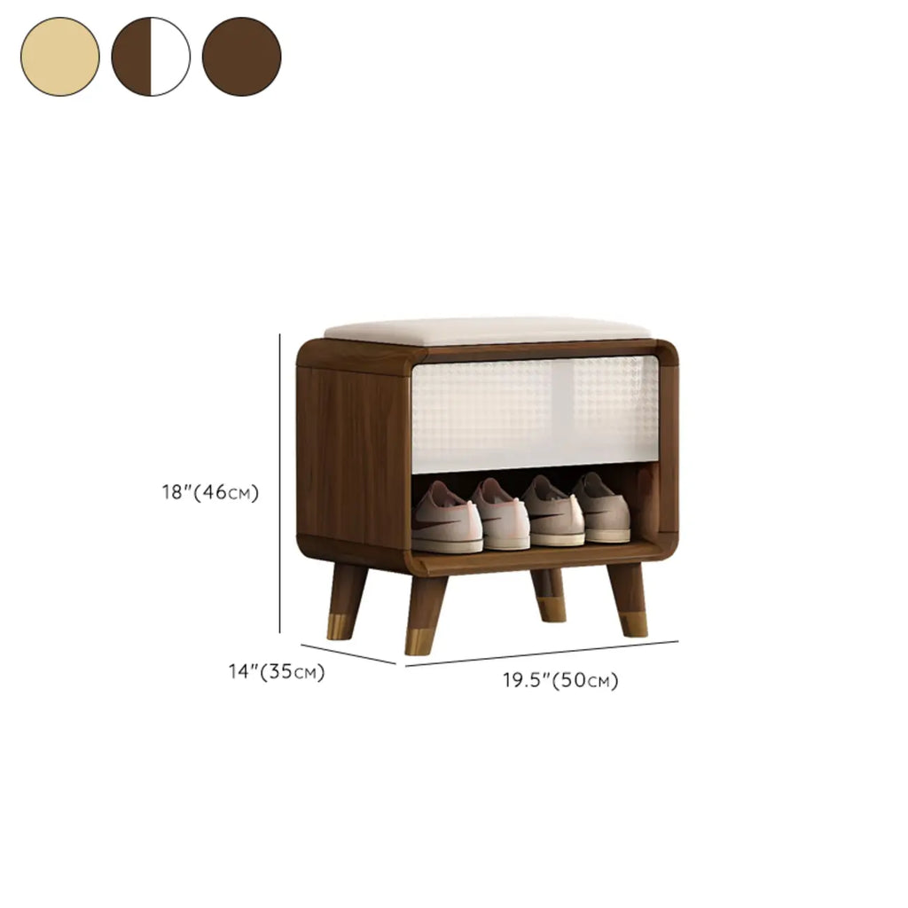 Banc de rangement à chaussures en bois naturel avec tiroirs pour entrée